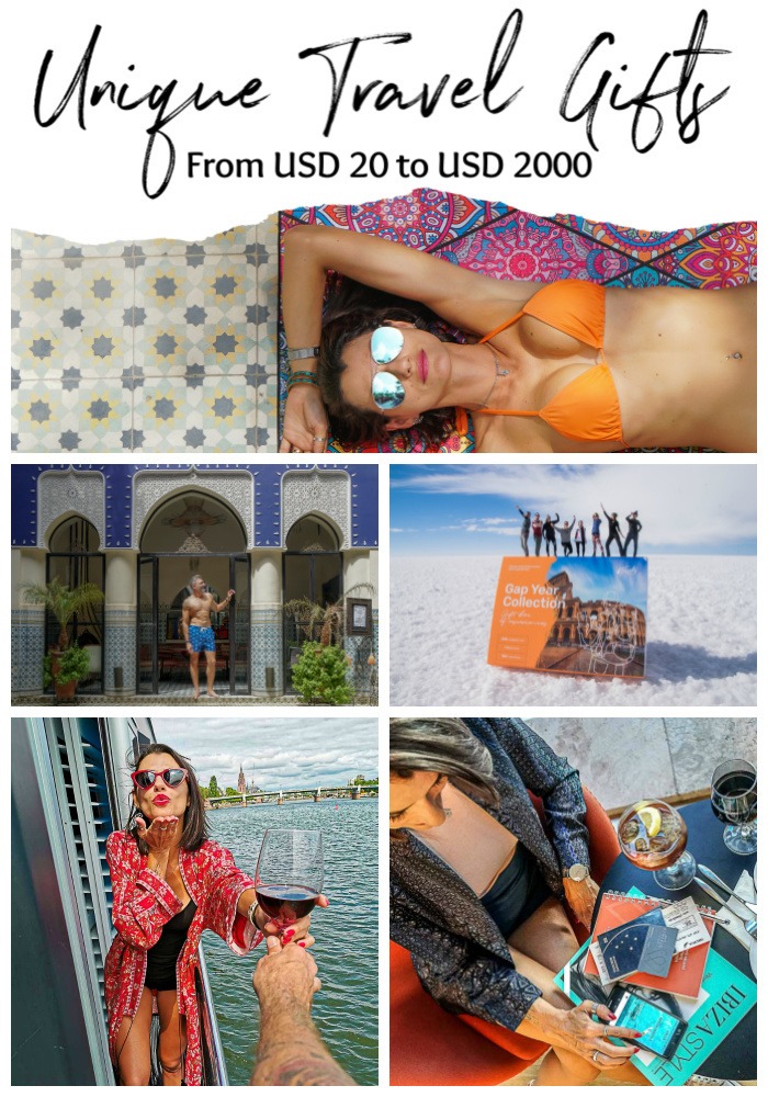Unique travel gifts for all pockets and tastes. Here is our list of 10 gifts for people who love to travel, from frequent flyer to luxurious or adventurous ones. Travel gift ideas for women, men, beach lovers, photography savvy and even gifts for couples and families. Travel gifts for any type of person and occasion, from 20 bucks to USD2000. Be inspired and give to your friends and family the best travel gifts ever. #travelgiftidea #travelgift #travelgiftforwomen #travelgiftforhim