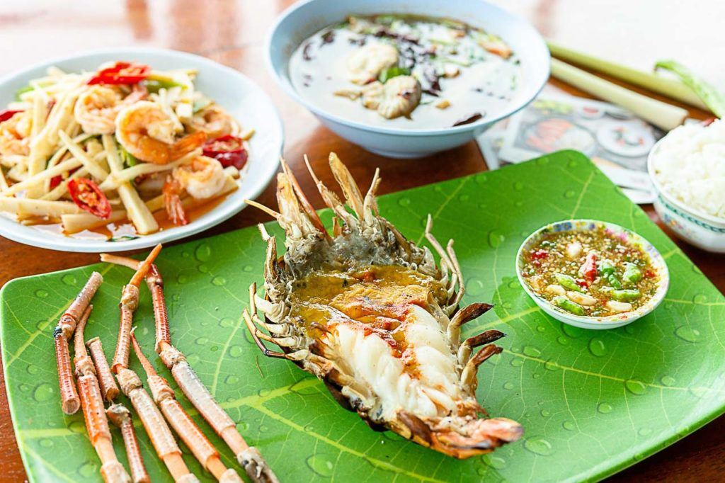 Photo of Grilled Giant River Prawns dish a local food from Ayutthaya, Thailand.